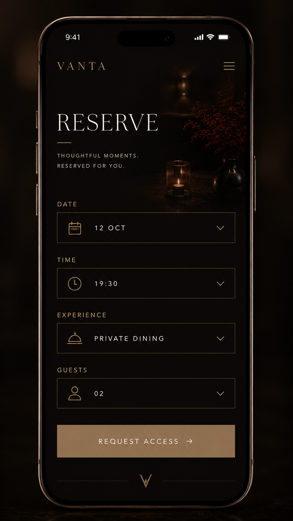 VANTA mobile reservation